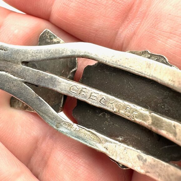 Vintage Native American Hallmarked Turquoise Bracelet Sterling Silver Watch Cuff - Picture 7 of 9